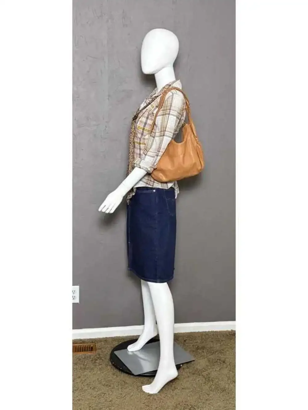 Golden Tan Leather Hobo Bag Woven Leather Handle + Removeable Crossbody Strap
